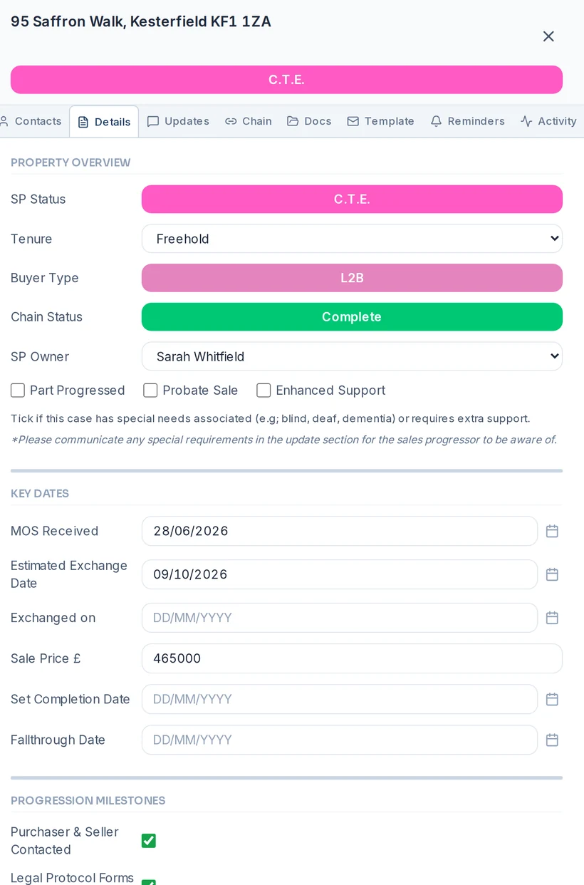 Case details panel