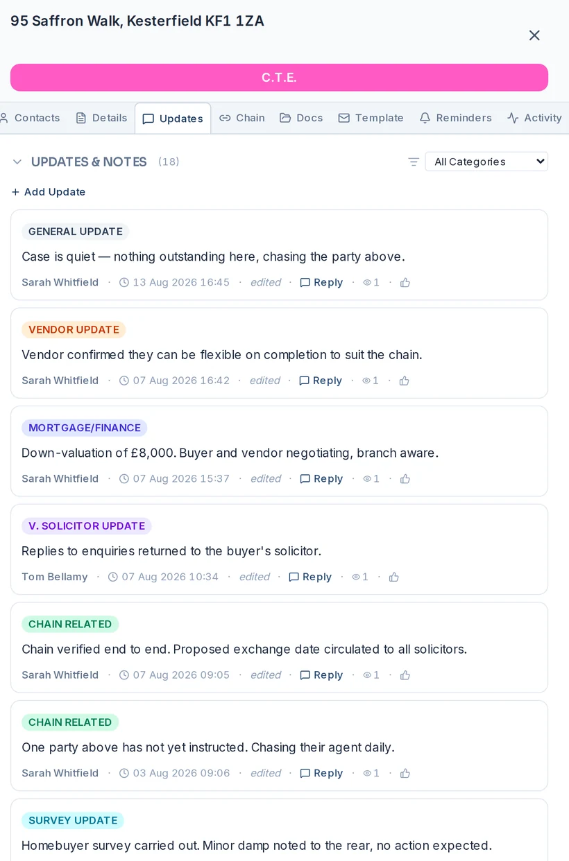 Case updates and notes